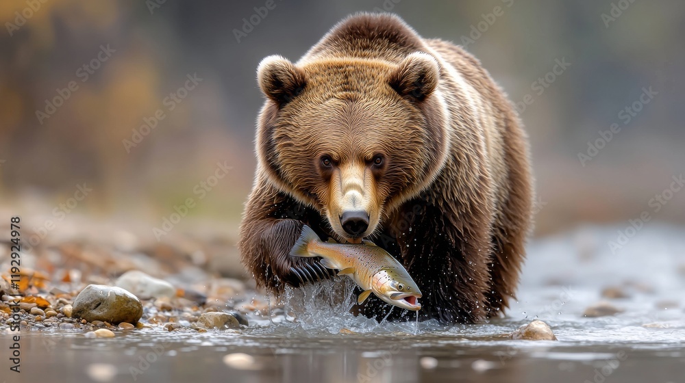 Brown Bear Fishing in River Brown Bear Fishing in River