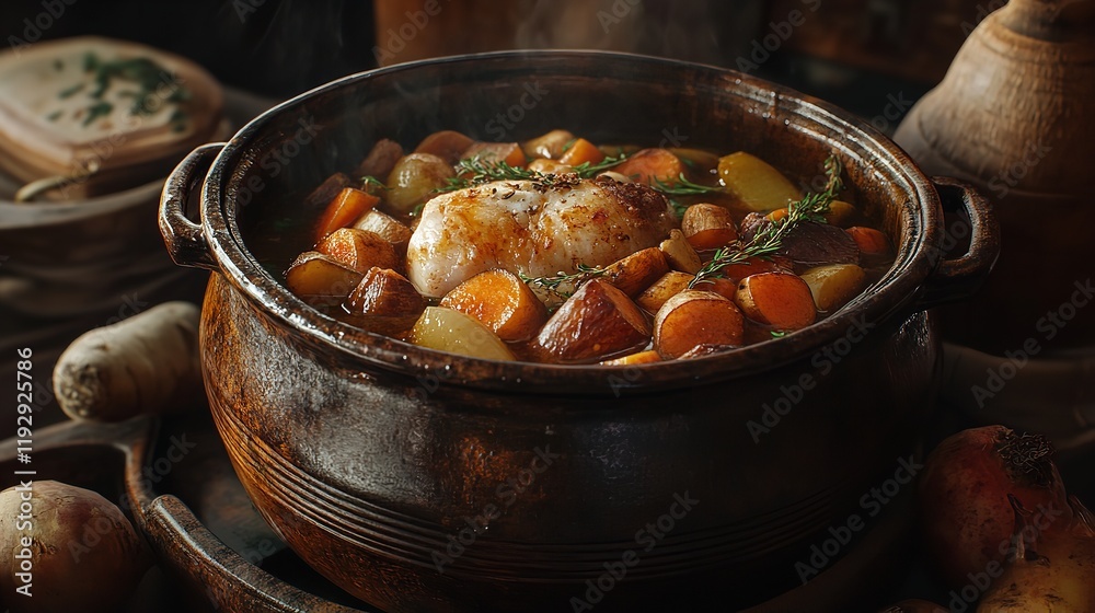 Hearty pork stew with roasted root vegetables Hearty pork stew with roasted root vegetables