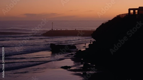 Imsouane Magic Bay, Morocco, sunset surfing ocean beach scene photo