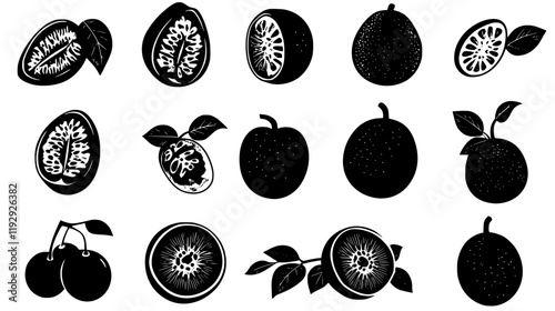 Collection of Passionfruit digital art, Passionfruit vector graphic, repetitive pattern