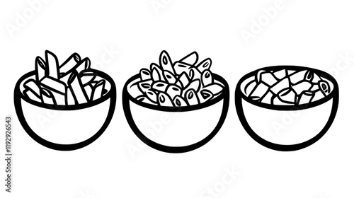 Collection of Penne with vodka sauce vector icons, Penne with vodka sauce vector art pattern