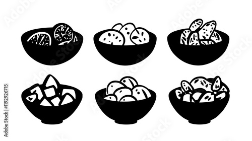 Collection of Potato Salad vector icons, Potato Salad vector art pattern