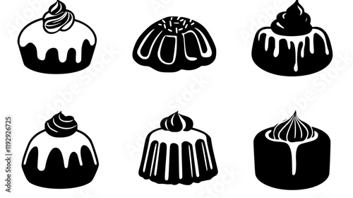 Collection of Pound cake icons, Pound cake illustration art, seamless pattern