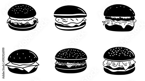 Collection of Pulled Pork Sandwiches digital art, Pulled Pork Sandwiches vector graphic, repetitive pattern