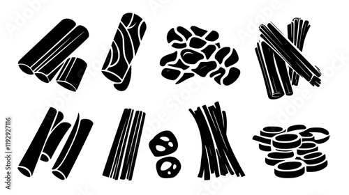 Collection of Rigatoni vector icons, Rigatoni vector art pattern