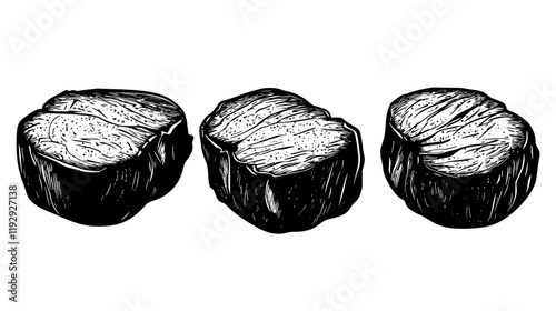Collection of Roasted beef tenderloin digital art, Roasted beef tenderloin vector graphic, repetitive pattern