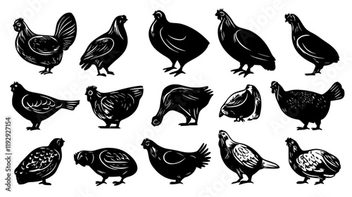 Collection of Roasted chicken icons, Roasted chicken illustration art, seamless pattern