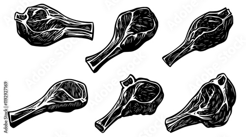 Collection of Roasted lamb leg digital art, Roasted lamb leg vector graphic, repetitive pattern