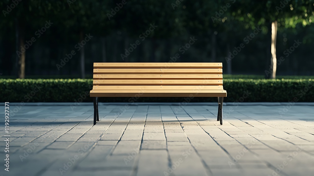 A simple wooden bench sits on a stone pathway, surrounded by greenery, evoking a sense of tranquility and inviting relaxation. A simple wooden bench sits on a stone pathway, surrounded by greenery, evoking a sense of tranquility and inviting relaxation.