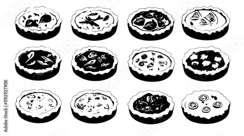 Collection of Spinach and Cheese Quiche digital art, Spinach and Cheese Quiche vector graphic, repetitive pattern