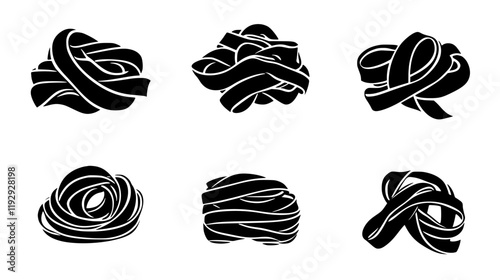 Collection of Tagliatelle icons, Tagliatelle illustration art, seamless pattern