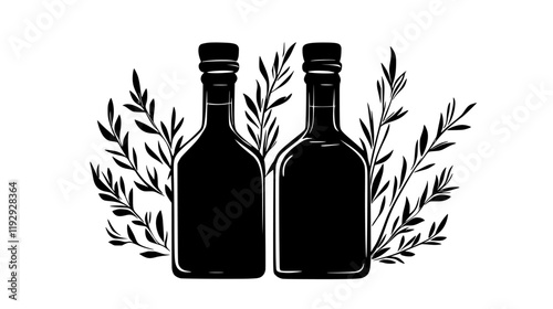 Collection of Tarragon vinegar digital art, Tarragon vinegar vector graphic, repetitive pattern