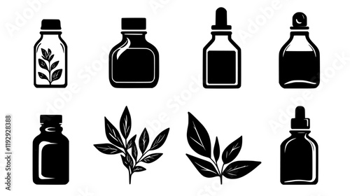 Collection of Tea Tree Oil vector icons, Tea Tree Oil vector art pattern