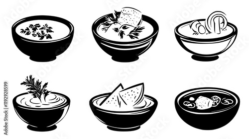 Collection of Tzatziki icons, Tzatziki illustration art, seamless pattern
