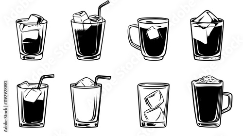 Collection of White Russian digital art, White Russian vector graphic, repetitive pattern