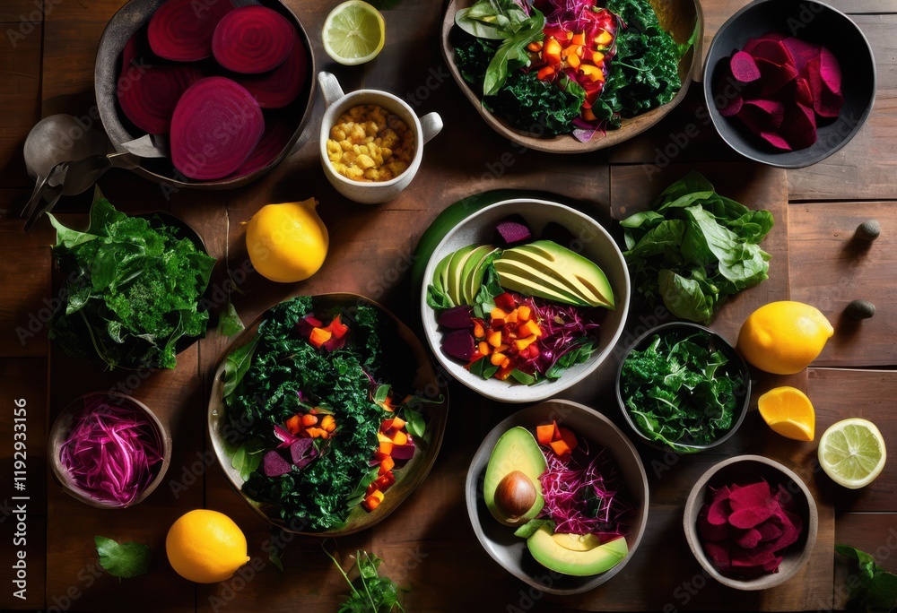 colorful plant based dishes arranged aesthetically textured wooden table perfect healthy eating inspiration, bowl, plate, meal, vegetable, herb, fruit colorful plant based dishes arranged aesthetically textured wooden table perfect healthy eating inspiration, bowl, plate, meal, vegetable, herb, fruit