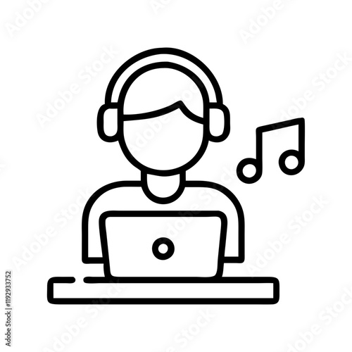 music producer icon, music producer line art - simple line art of music producer, perfect for music producer logos and icons and themed design