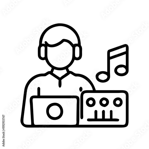 music producer icon, music producer line art - simple line art of music producer, perfect for music producer logos and icons and themed design