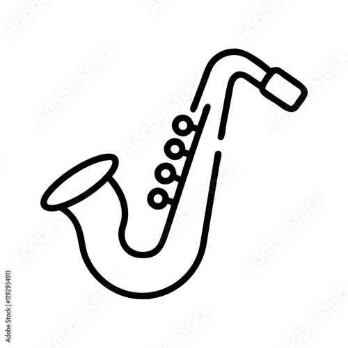 saxophone icon, saxophone line art - simple line art of saxophone, perfect for saxophone logos and icons and themed design