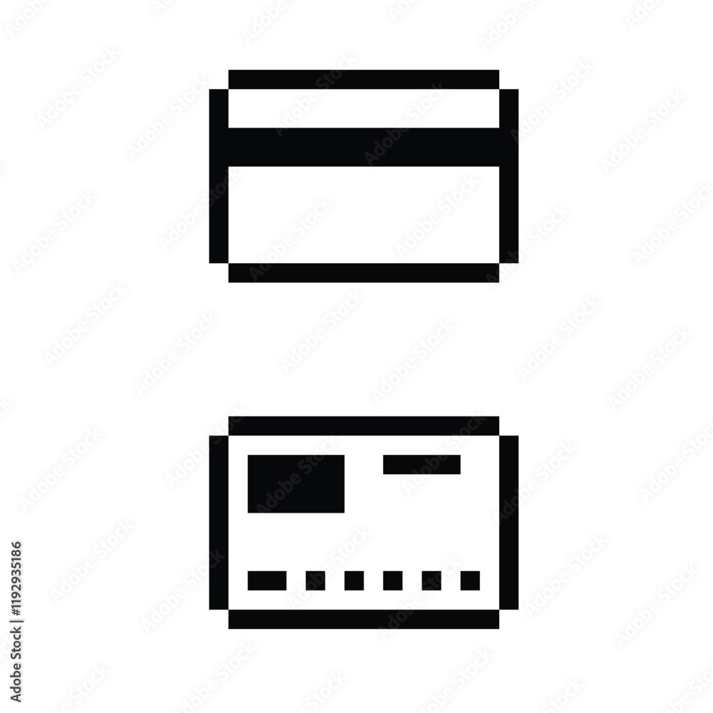 pixel credit card icon. Vector pixel art bank card 8 bit for game company logo template pixel credit card icon. Vector pixel art bank card 8 bit for game company logo template