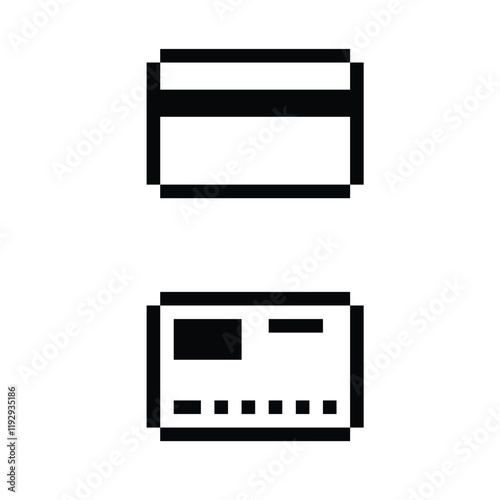 pixel credit card icon. Vector pixel art bank card 8 bit for game company logo template 