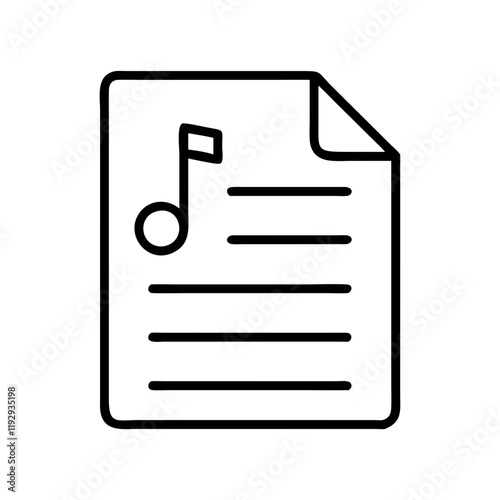 song lyrics sheet icon, song lyrics sheet line art - simple line art of song lyrics sheet, perfect for song lyrics sheet logos and icons and themed design