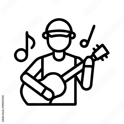 street musician icon, street musician line art - simple line art of street musician, perfect for street musician logos and icons and themed design