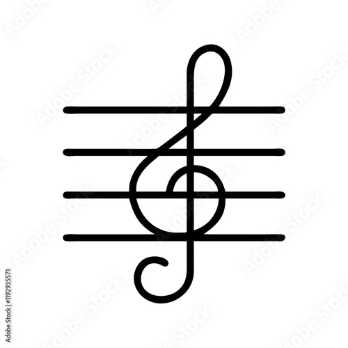 treble clef icon, treble clef line art - simple line art of treble clef, perfect for treble clef logos and icons and themed design