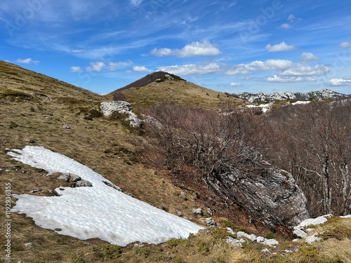 The last remnants of spring snow after a long and harsh mountain winter - Northern Velebit National Park, Croatia (Posljednji proljetni ostaci snijega nakon duge i oštre zime - NP Sjeverni Velebit) photo