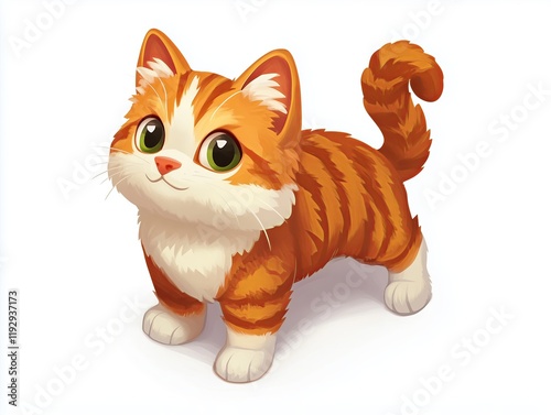Cute cartoon cat in isometric view in a casual game style isolated on a white background and with a soft render photo