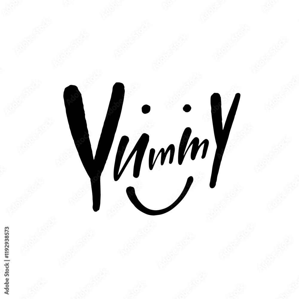 Obraz premium Delightful and Yummy Typography Featuring a Cheerful Smiley Face for Food and Fun Designs