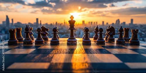 Wallpaper Mural Chessboard sunset cityscape strategy game Torontodigital.ca