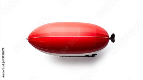 Red Airship on a White Background. Generative AI