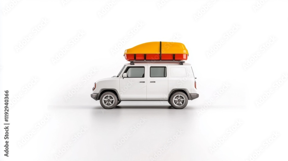 Fototapeta premium Family Travel Minivan with Roof Box. Generative AI