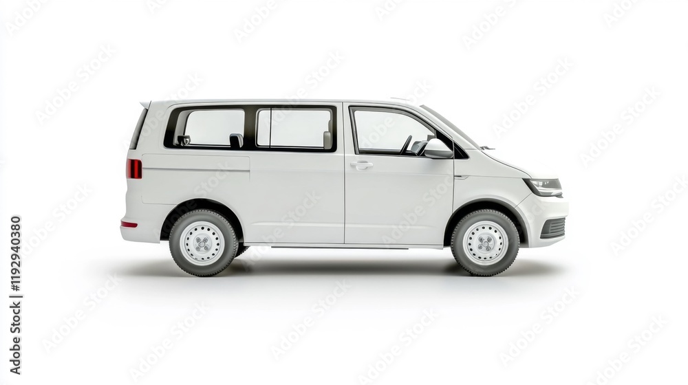 White Minivan on Isolated Background. Generative AI White Minivan on Isolated Background. Generative AI