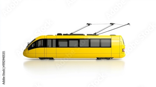 Modern Yellow Tram Isolated. Generative AI photo