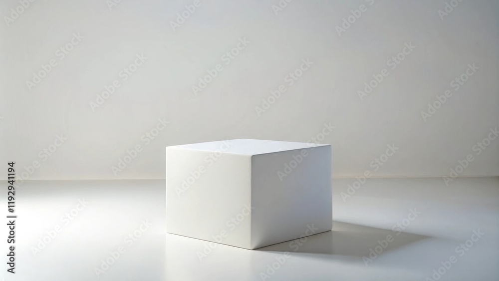 Clean Minimalist White Cube on a Plain Surface Clean Minimalist White Cube on a Plain Surface