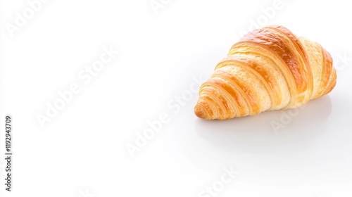 Golden Croissant on White Background. Generative AI photo