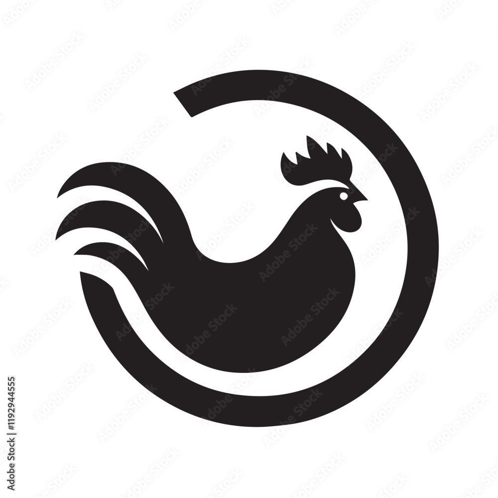 Fototapeta premium Stylish Black and White Rooster Silhouette Design