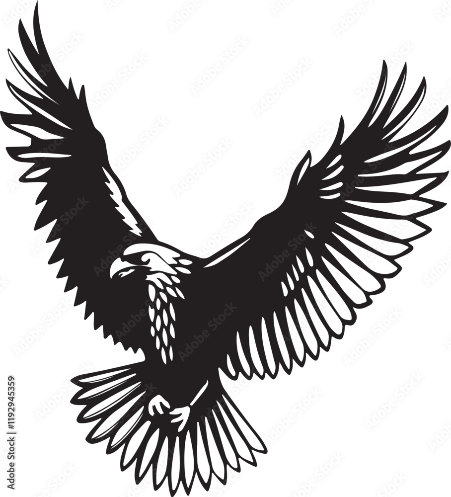 Obraz premium Majestic Eagle in Flight Silhouette