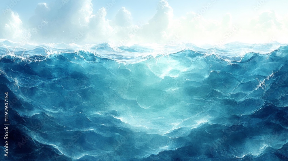 Serene Ocean Waves in Shades of Blue and Turquoise. Generative AI Serene Ocean Waves in Shades of Blue and Turquoise. Generative AI