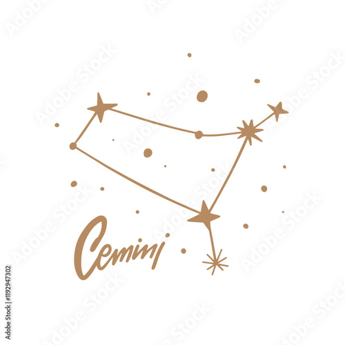 Art featuring the Gemini Constellation, designed with beautiful stars and celestial themes