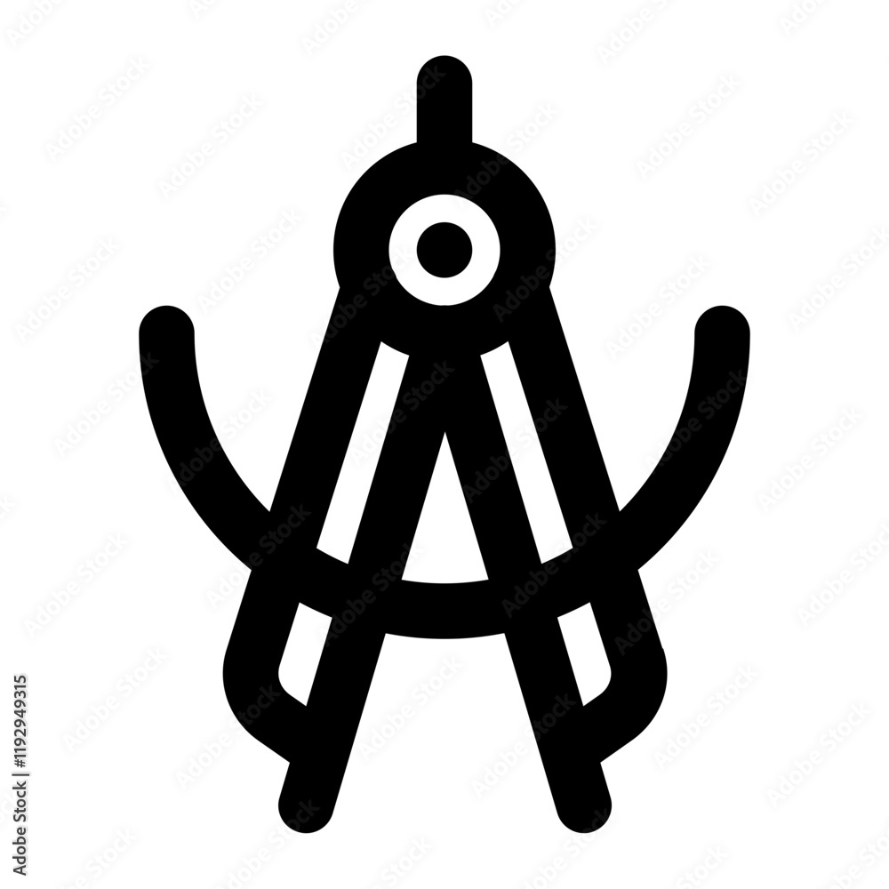Classic Compass Tool Icon for Design and Geometry Classic Compass Tool Icon for Design and Geometry