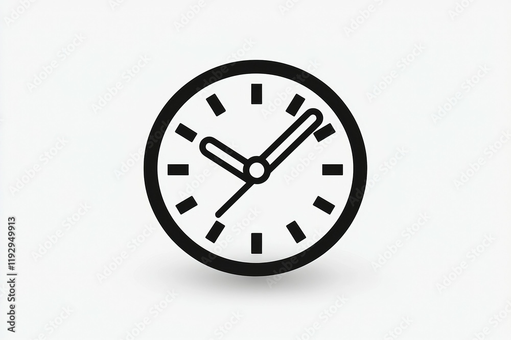 Minimalist round clock illustration with bold black outline and simplified hour indicators Minimalist round clock illustration with bold black outline and simplified hour indicators