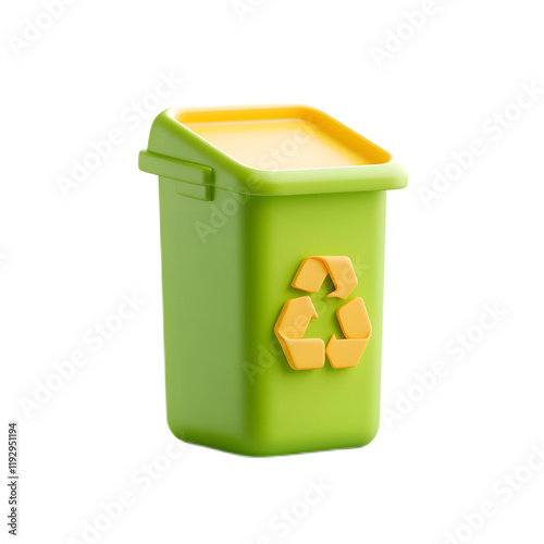 Green Compost Bin with Recycling Symbol for Organic Waste Disposal photo