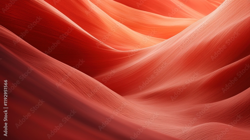 Red and orange desert landscape with sand and canyon illuminated by soft morning light Red and orange desert landscape with sand and canyon illuminated by soft morning light