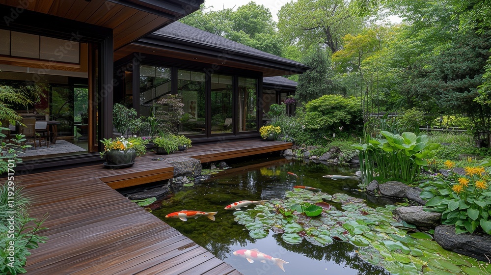 Fototapeta premium Wooden Deck with Animals and Pets