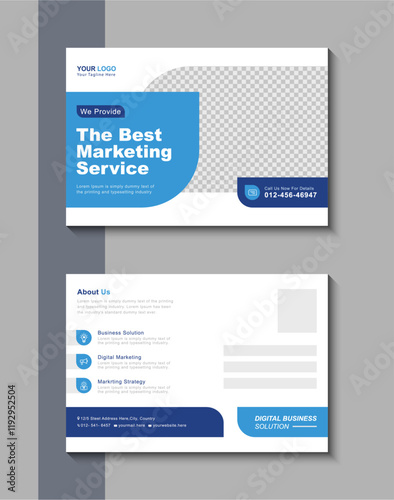 modern business postcard vector template digital marketing agency