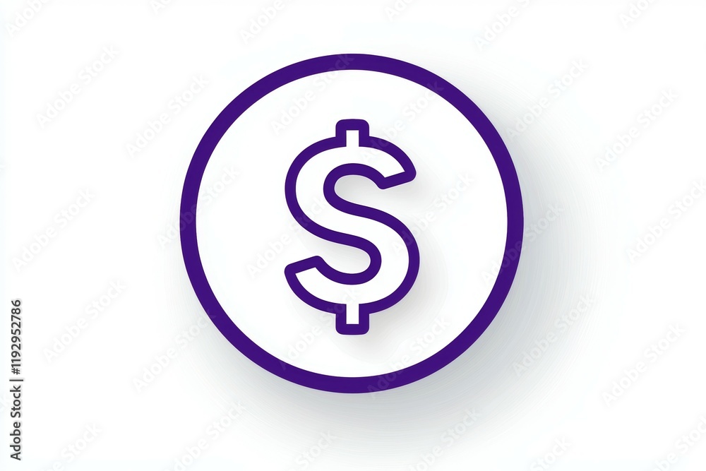 Purple dollar icon outline on white background Purple dollar icon outline on white background