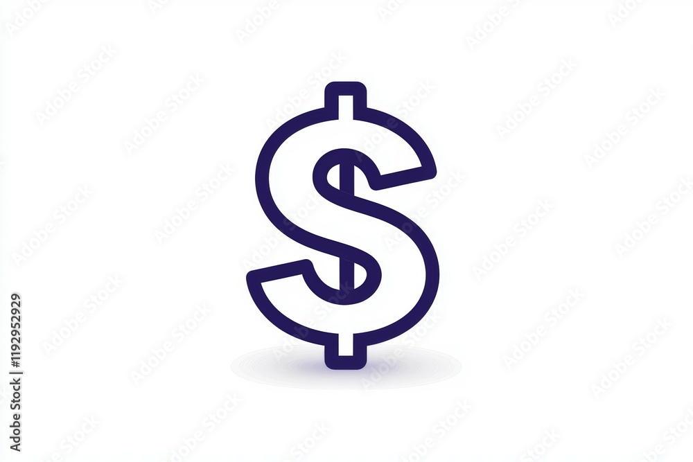 Simple dark blue dollar symbol on white background for financial topics Simple dark blue dollar symbol on white background for financial topics